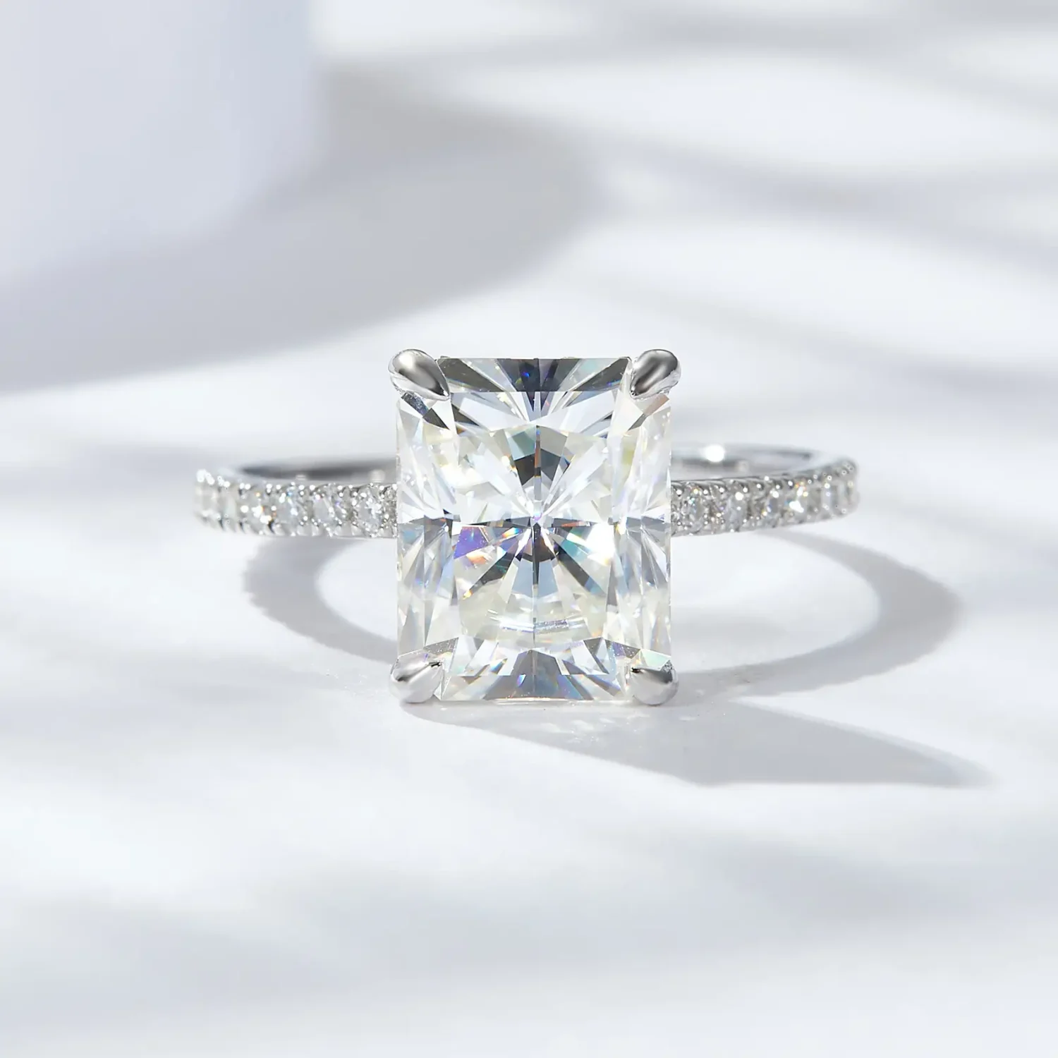 S925 Sterling Silver Radiant Cut 4ct Moissanite Ring - Image 3