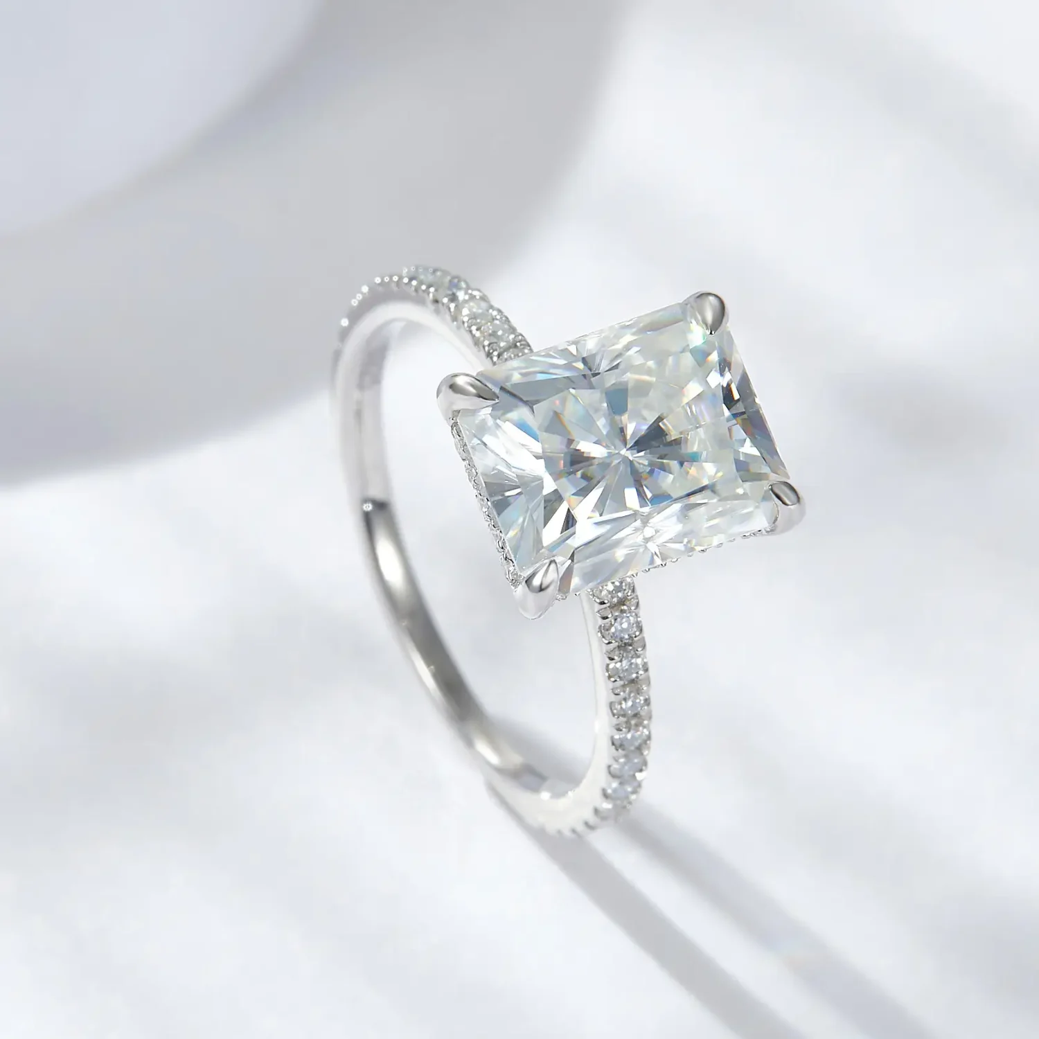 S925 Sterling Silver Radiant Cut 4ct Moissanite Ring - Image 6