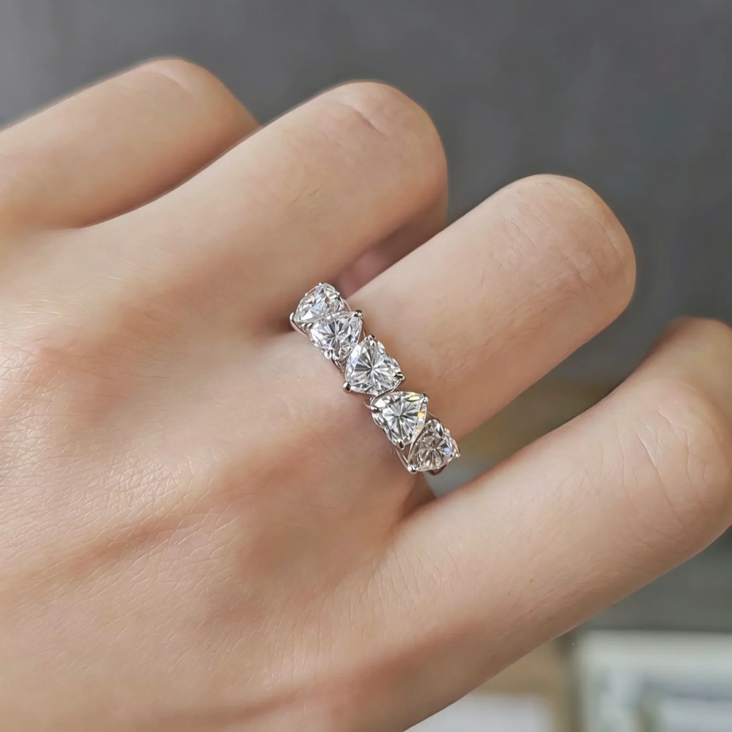 Alternative view of Sweet S925 Sterling Silver Heart Moissanite Ring for Lady