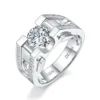 Sterling Silver 2 Carat Moissanite Engagement Ring for Men