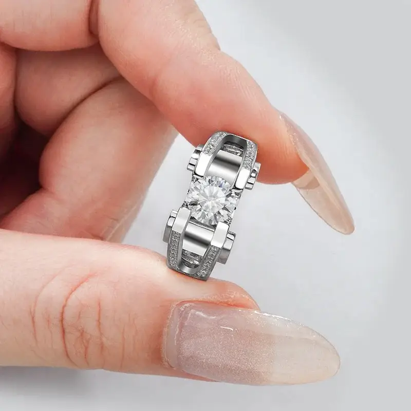 Alternative view of Sterling Silver 2 Carat Moissanite Engagement Ring for Men