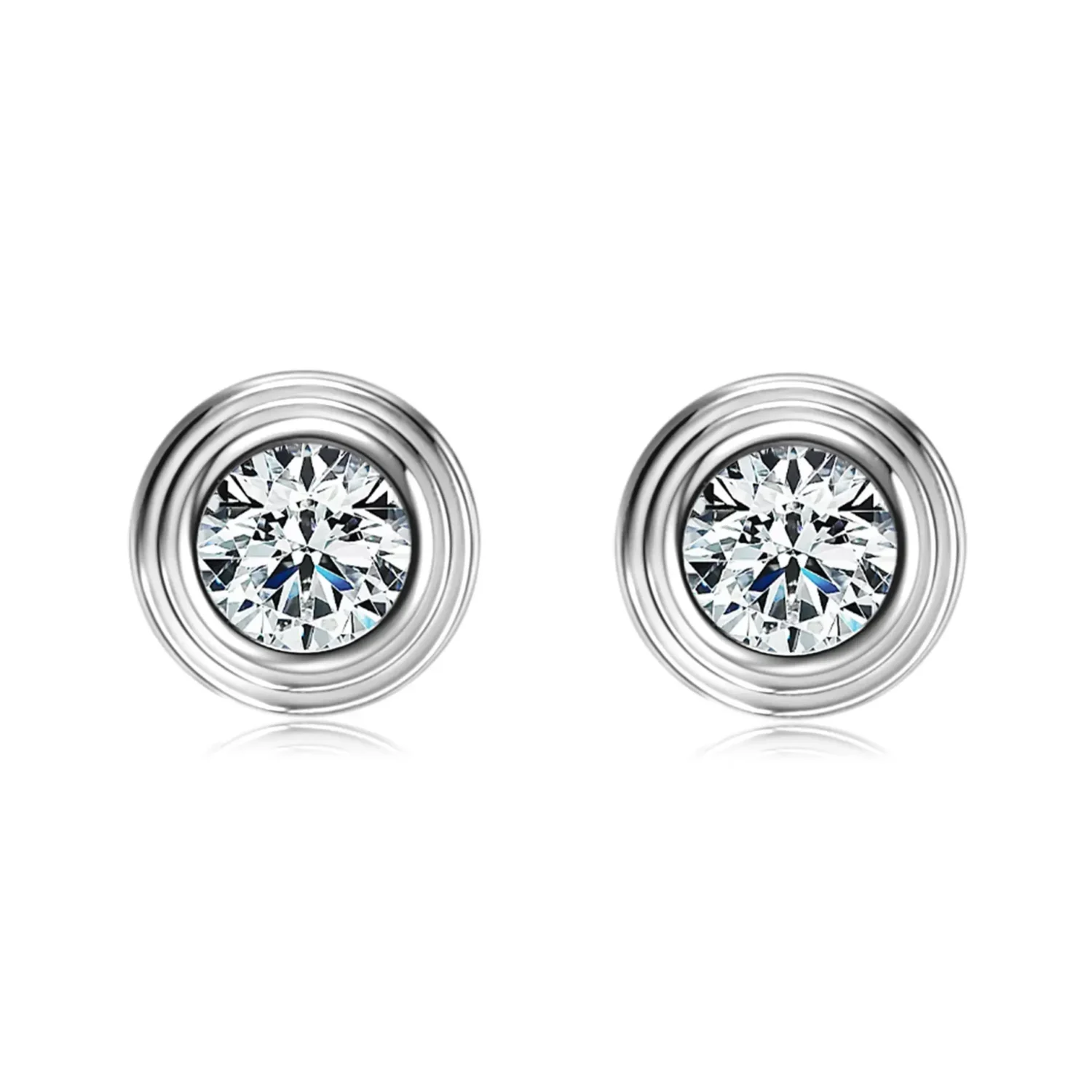 Chic S925 Sterling Silver Bezel Set Moissanite Earrings - Image 5