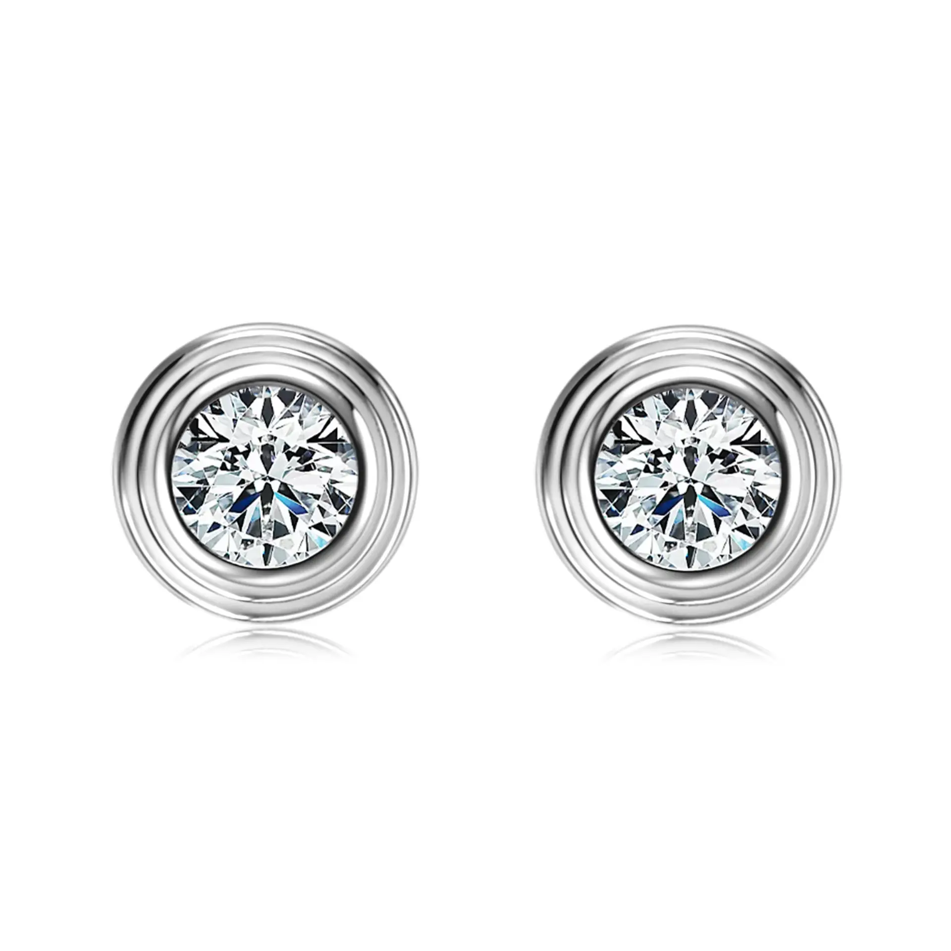 Chic S925 Sterling Silver Bezel Set Moissanite Earrings - Image 5