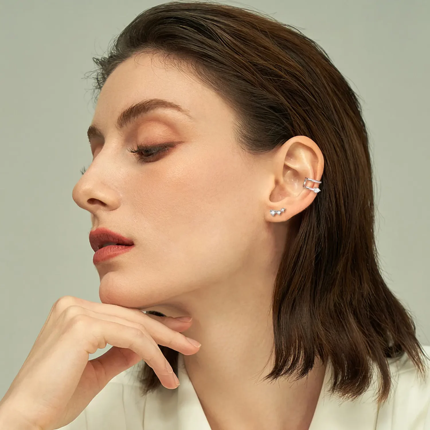 Alternative view of Chic S925 Sterling Silver Moissanite Clip-on Earrings