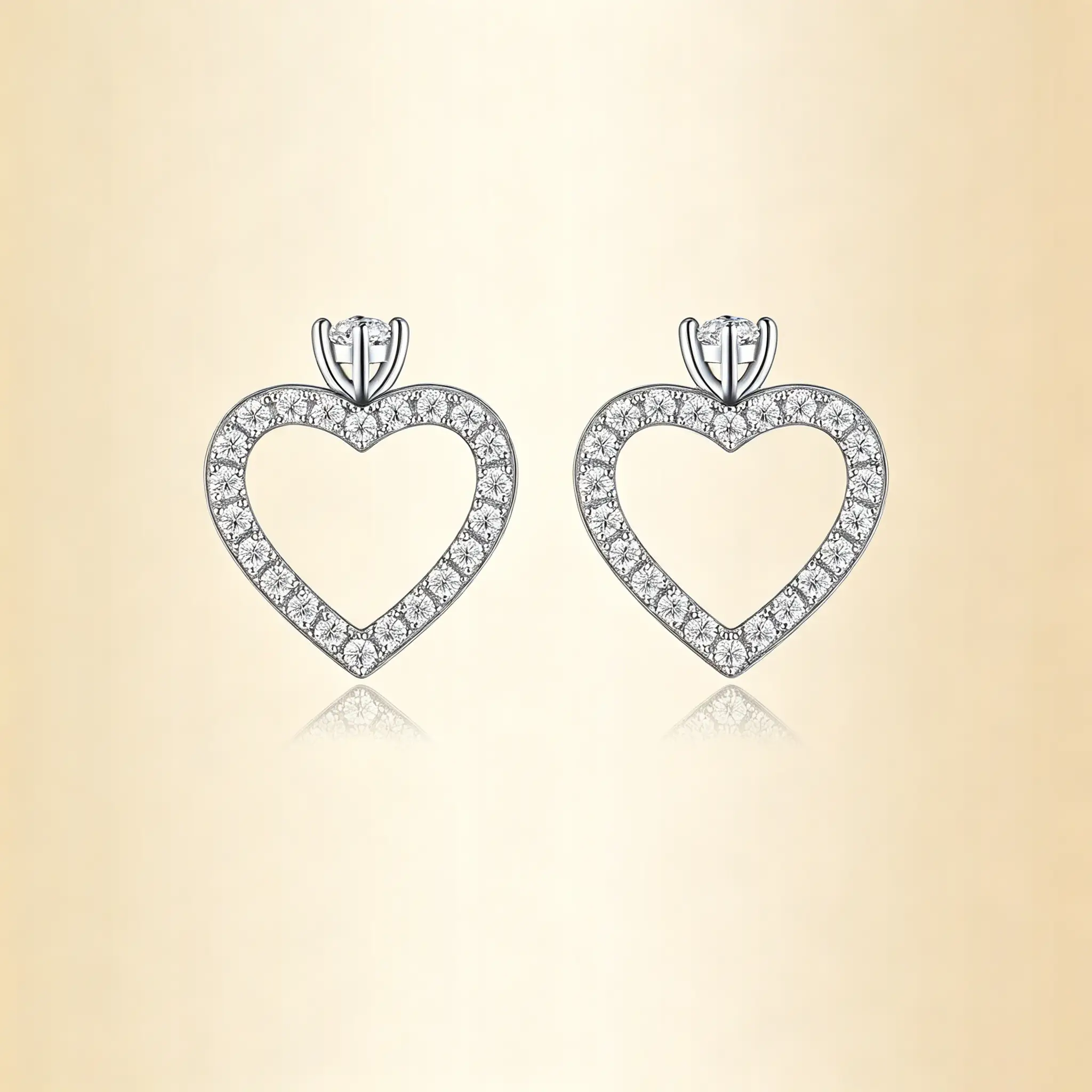 Chic S925 Sterling Silver Moissanite Heart Earrings - Image 5