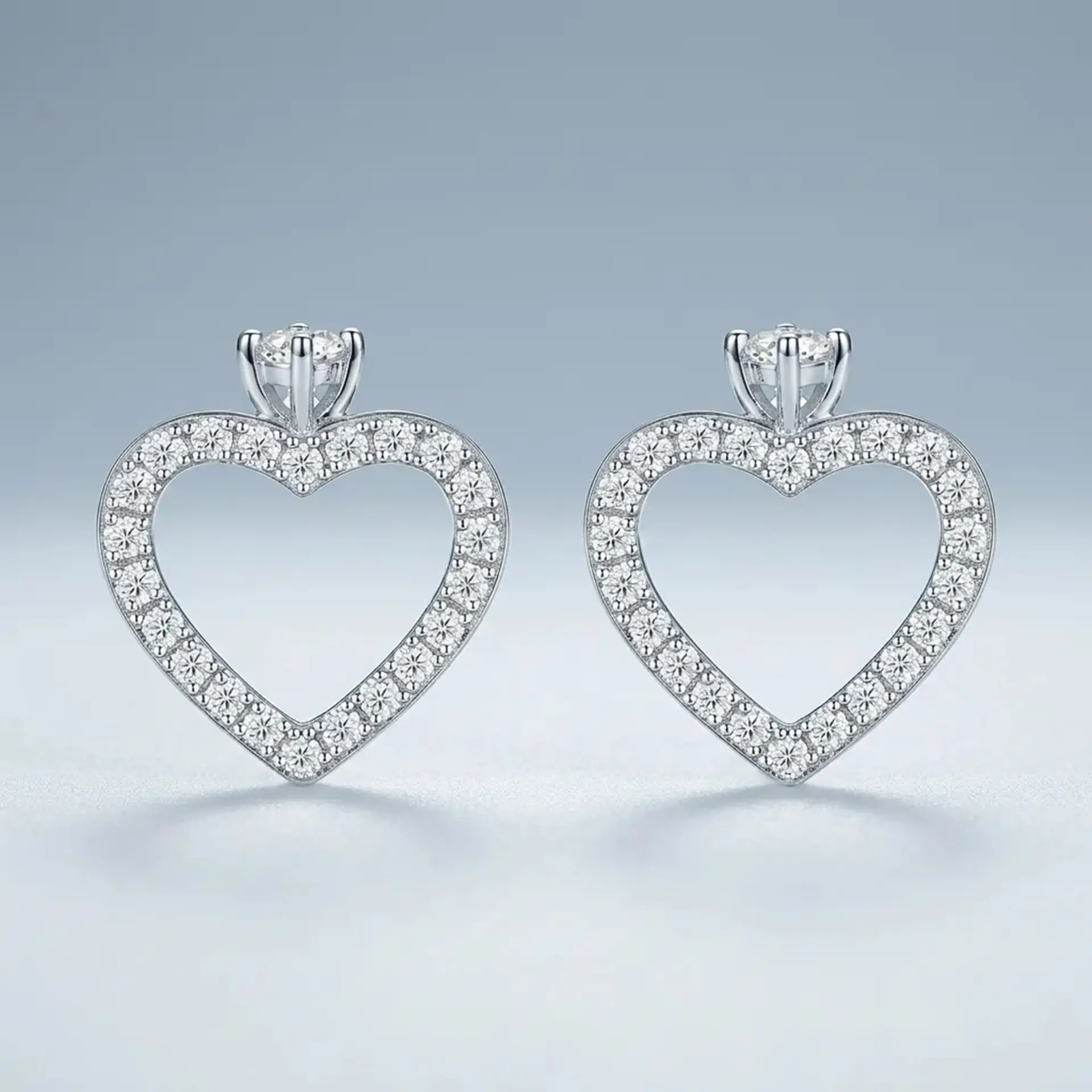 Chic S925 Sterling Silver Moissanite Heart Earrings - Image 4