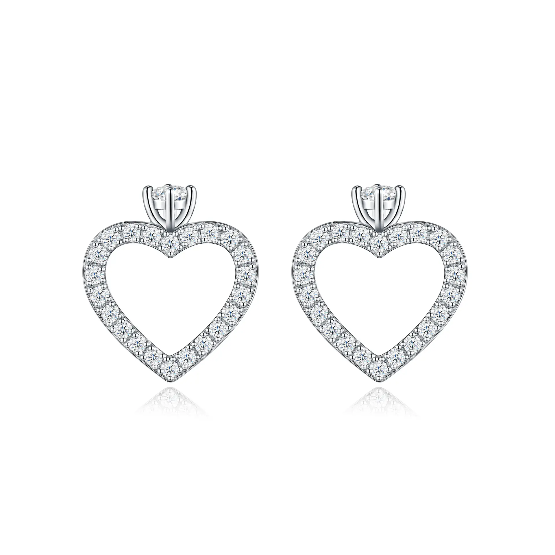 Chic S925 Sterling Silver Moissanite Heart Earrings - Image 6