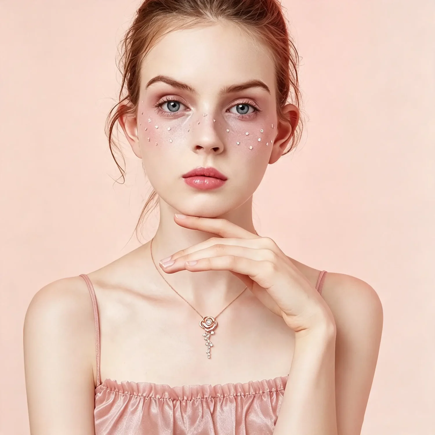 Alternative view of Elegant S925 Sterling Silver Rose Moissanite Necklace