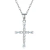 Hip-hop Silver Cross Pendant Moissanite Necklace