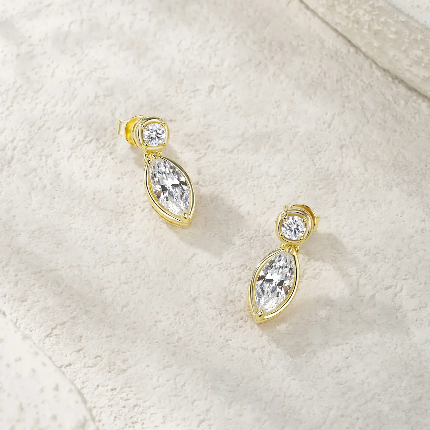 Elegant Silver Marquise Moissanite Earring with Gold Plated - Image 4
