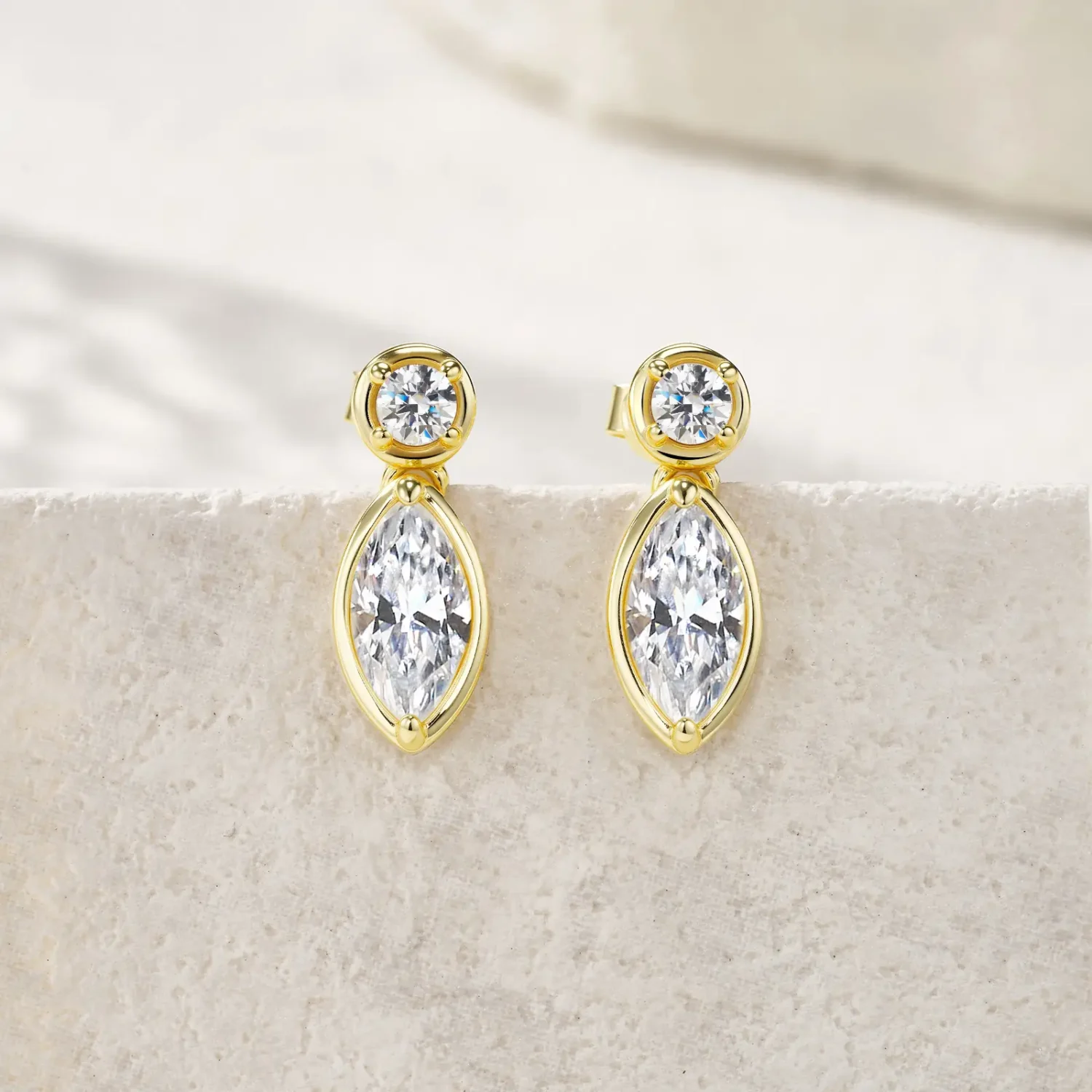 Elegant Silver Marquise Moissanite Earring with Gold Plated - Image 5