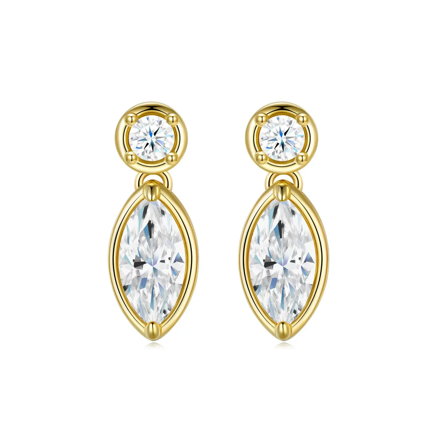 Elegant Silver Marquise Moissanite Earring with Gold Plated - Image 6