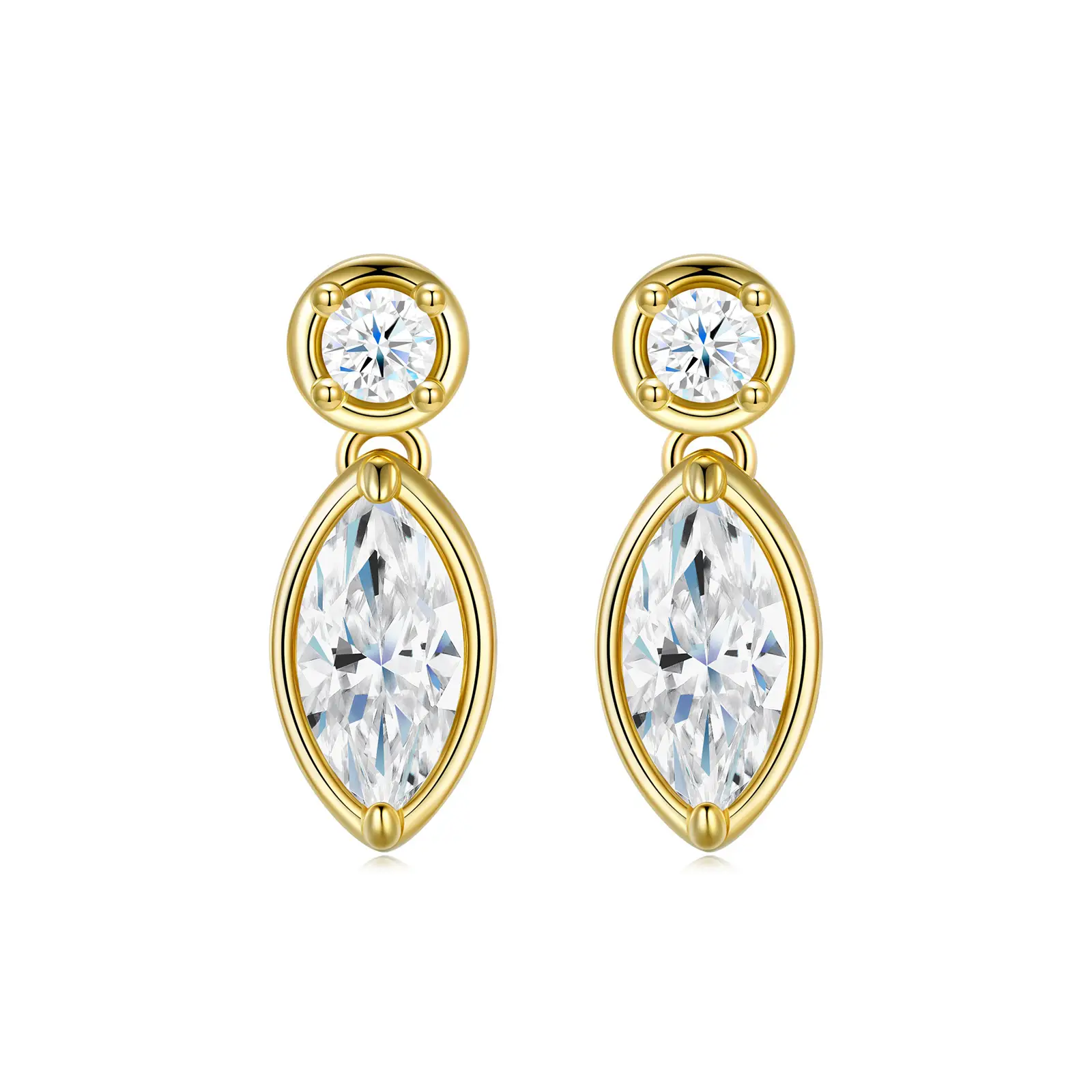 Elegant Silver Marquise Moissanite Earring with Gold Plated - Image 6