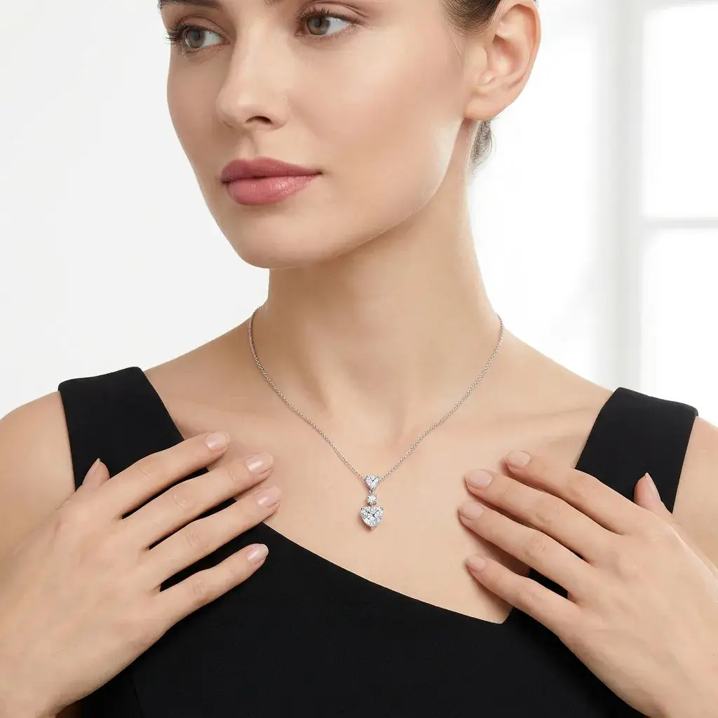 Heart S925 Sterling Silver 2ct moissanite necklace - Image 3