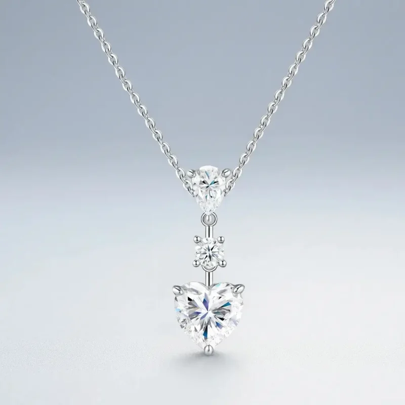 Heart S925 Sterling Silver 2ct moissanite necklace