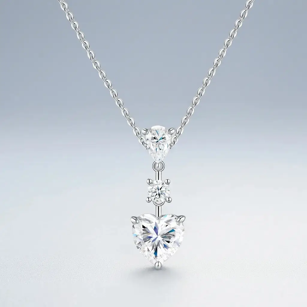 Heart S925 Sterling Silver 2ct moissanite necklace