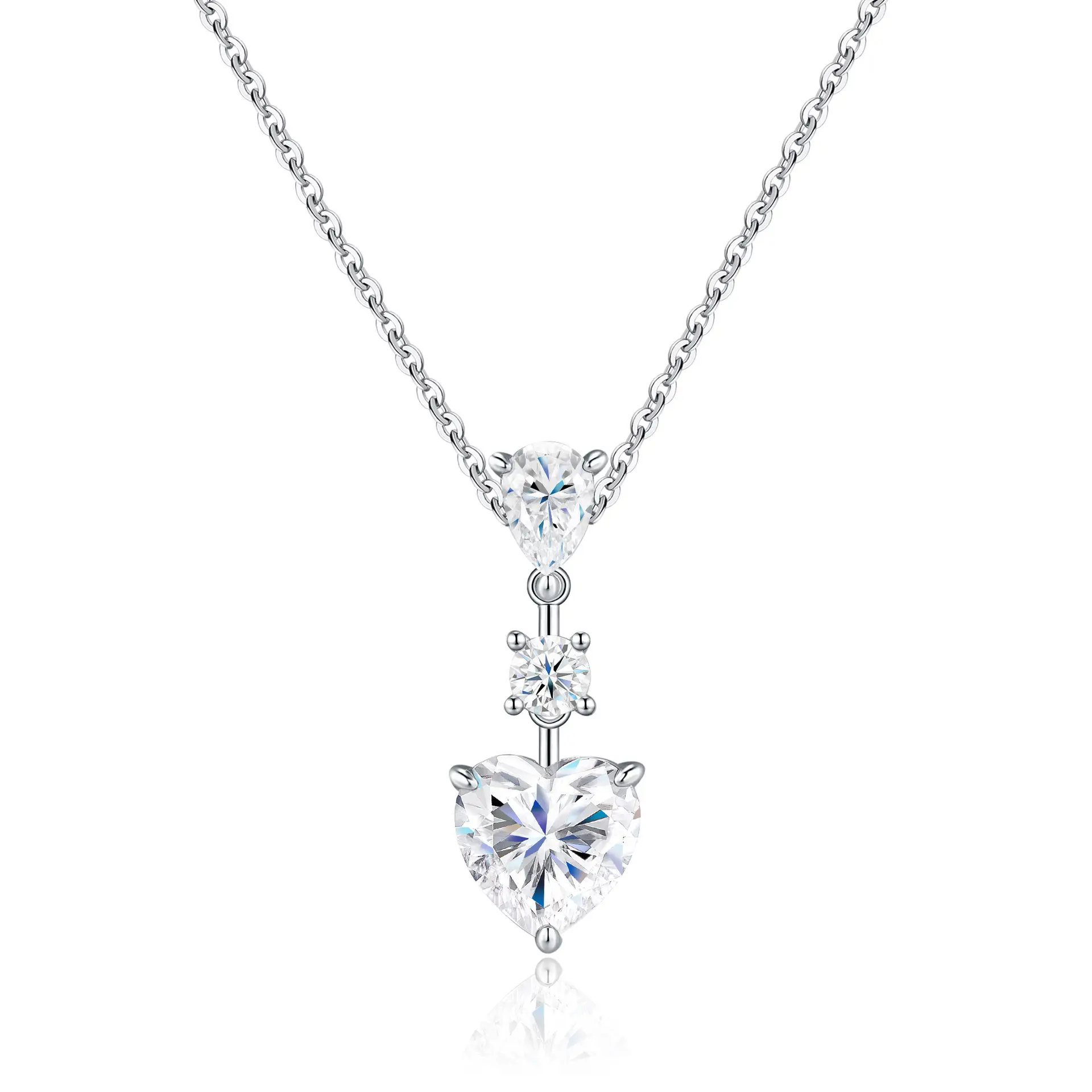 Heart S925 Sterling Silver 2ct moissanite necklace - Image 4