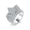 Hip-hop 5-Pointed Star Sterling Silver Men Moissanite Ring
