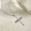 Luxury S925 Sterling Silver Cross Moissanite Necklace