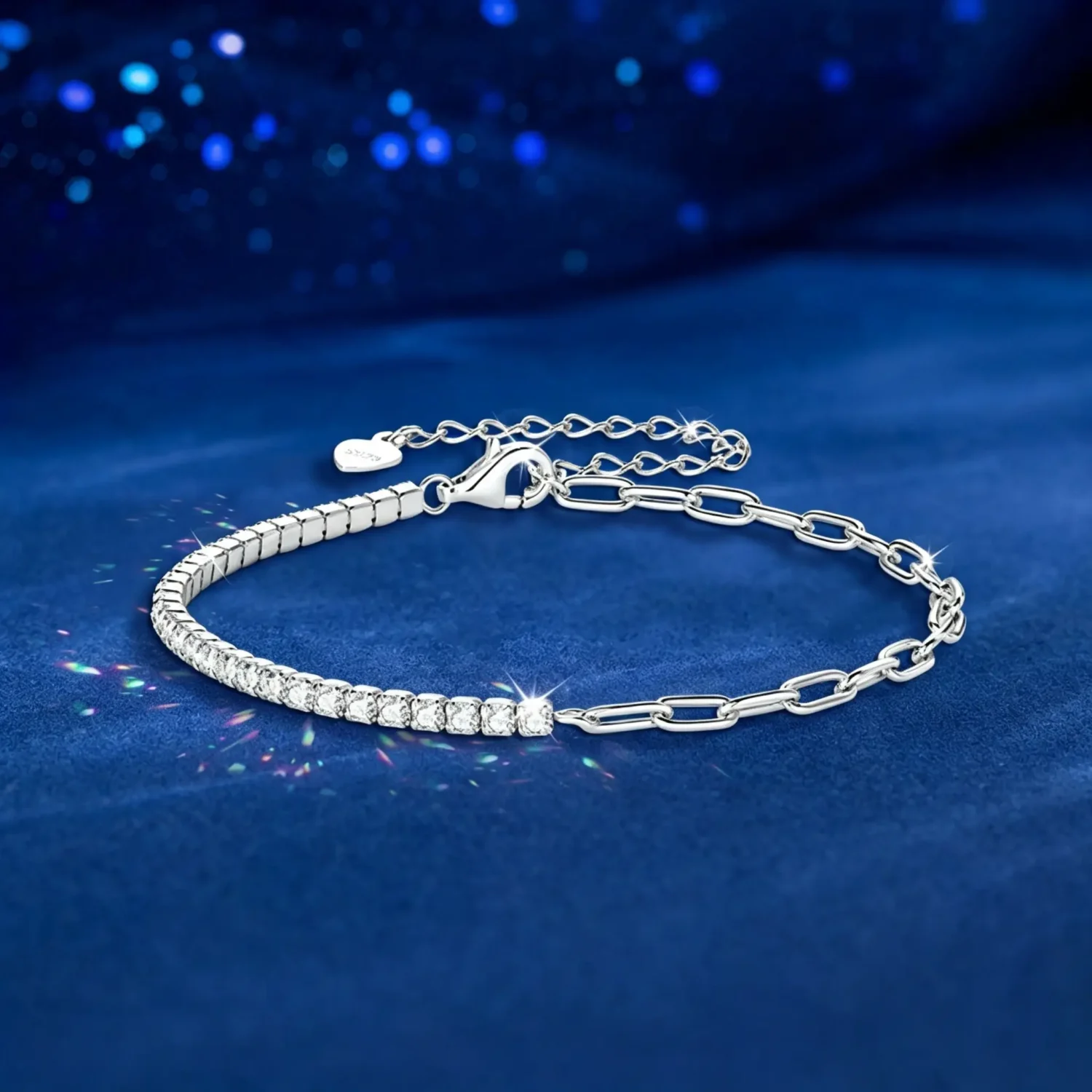 Minimalist Silver Moissanite Bracelets for Men Women