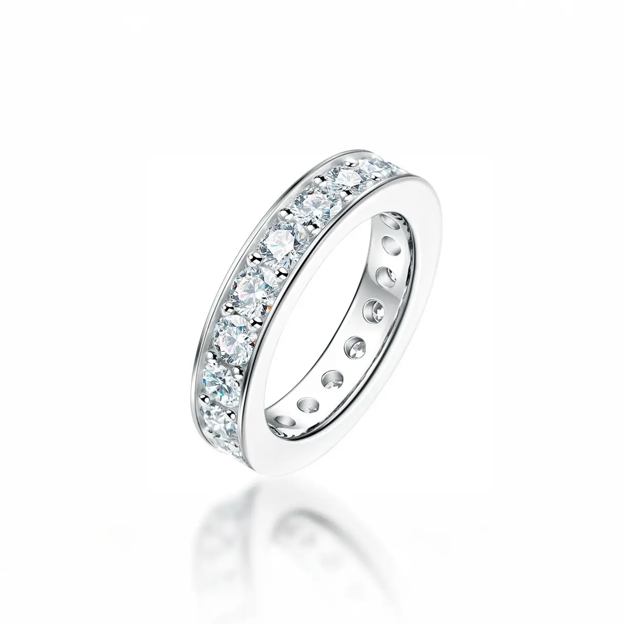 Minimalist Sterling Silver Women's Moissanite Wedding Ring