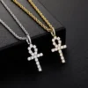 S925 Sterling Silver Ankh Cross Moissanite Necklace