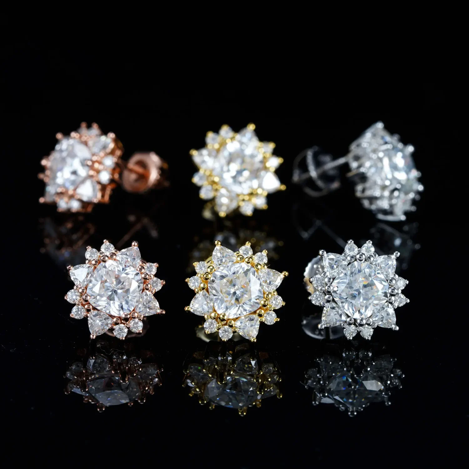Sweet Flower S925 Sterling Silver Moissanite Stud Earrings