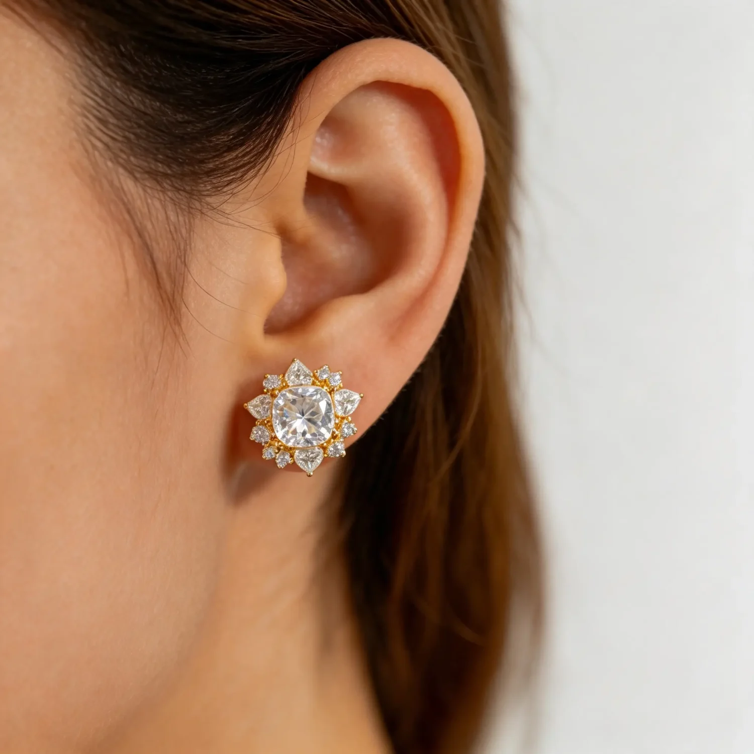 Alternative view of Sweet Flower S925 Sterling Silver Moissanite Stud Earrings