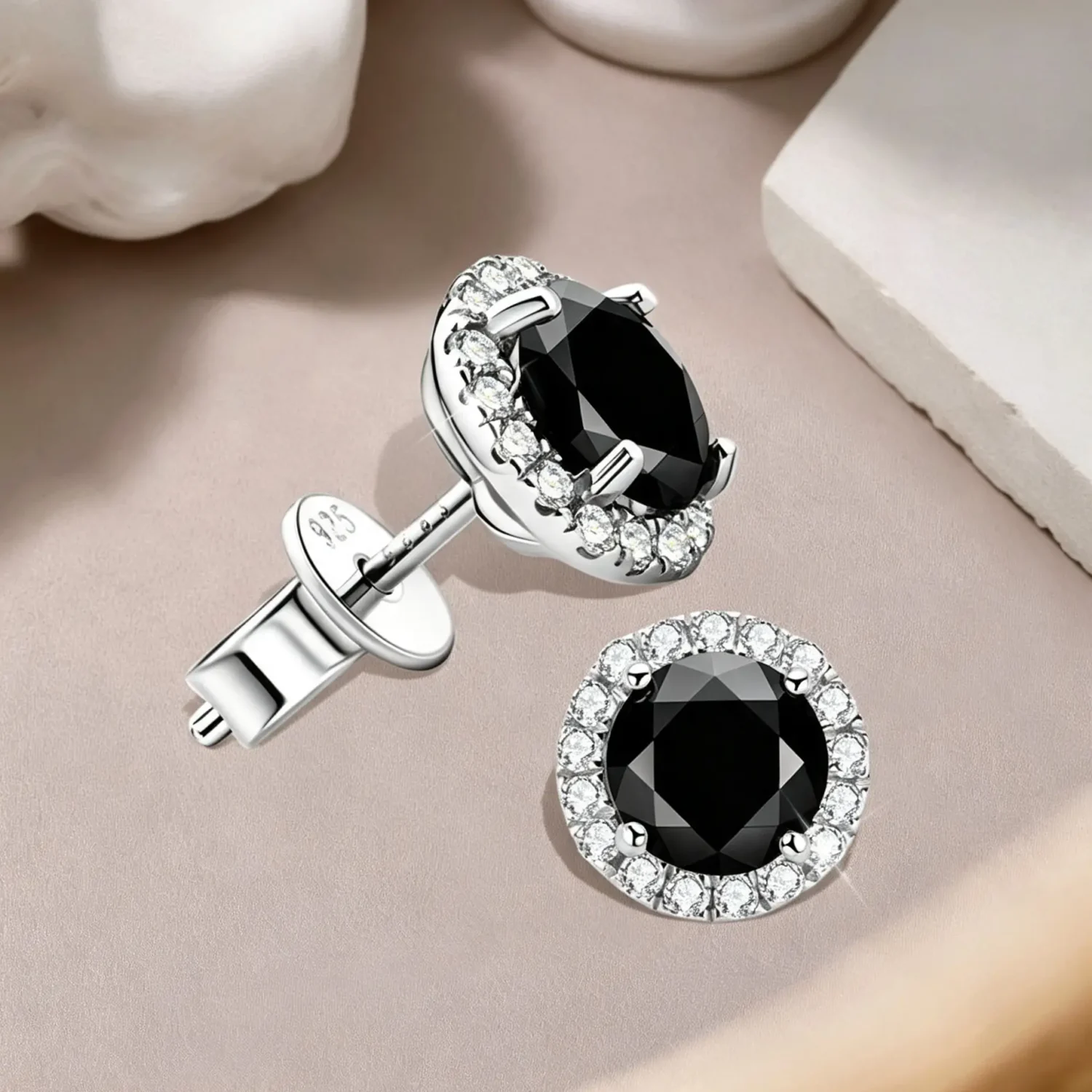 Timeless S925 Sterling Silver Black Moissanite Earrings - Image 6