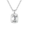 1-2ct Silver Emerald Cut Bezel Moissanite Necklace