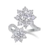 1.5ct S925 Sterling Silver Double Sunflower Moissanite Ring