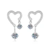Chic 1.6ct S925 Sterling Silver Heart Moissanite Earring