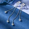 Chic S925 Sterling Silver Star Tassel Moissanite Earring