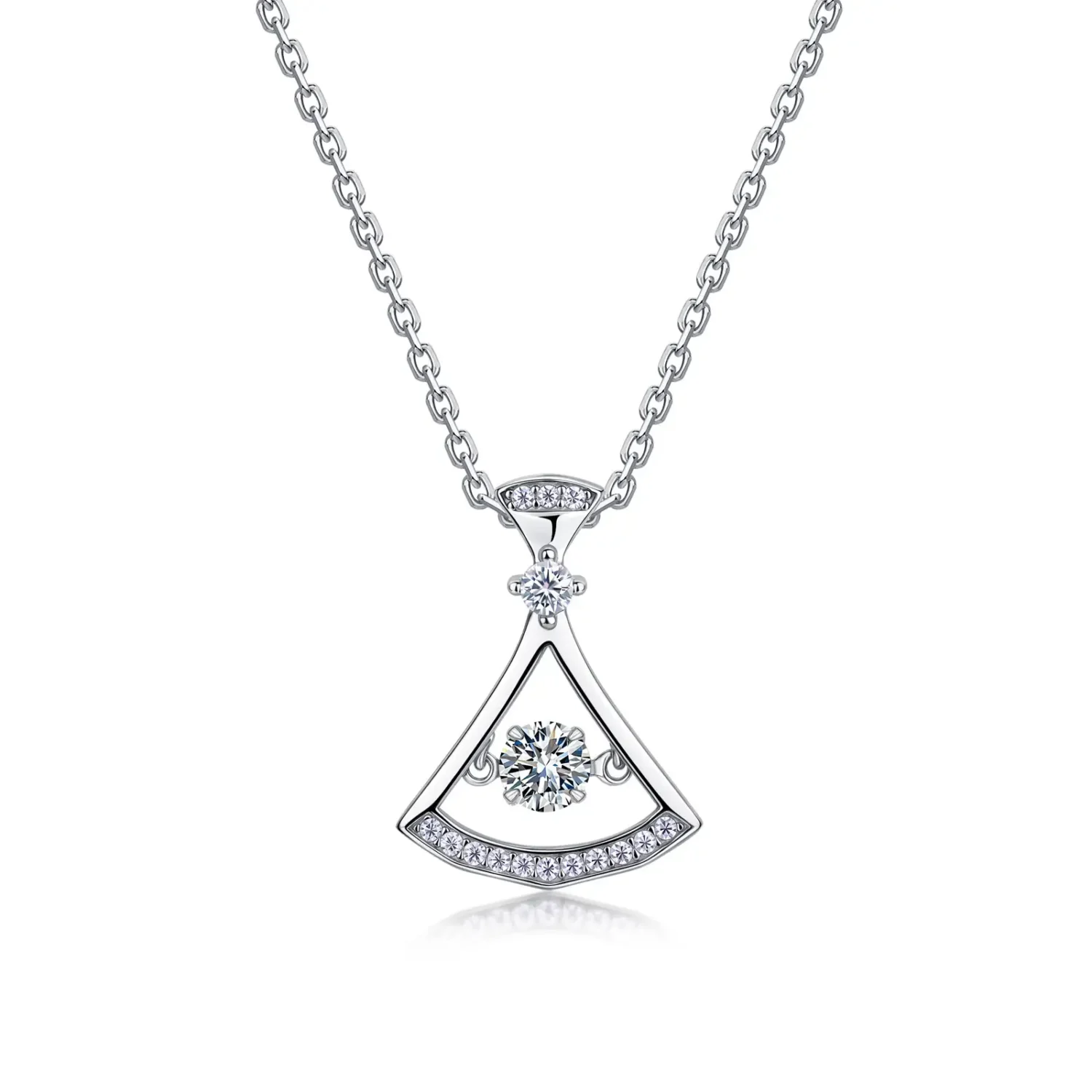 Dainty Fan Shaped Gold Plated Moissanite Diamond Necklace - Image 4
