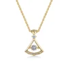 Dainty Fan Shaped Gold Plated Moissanite Diamond Necklace