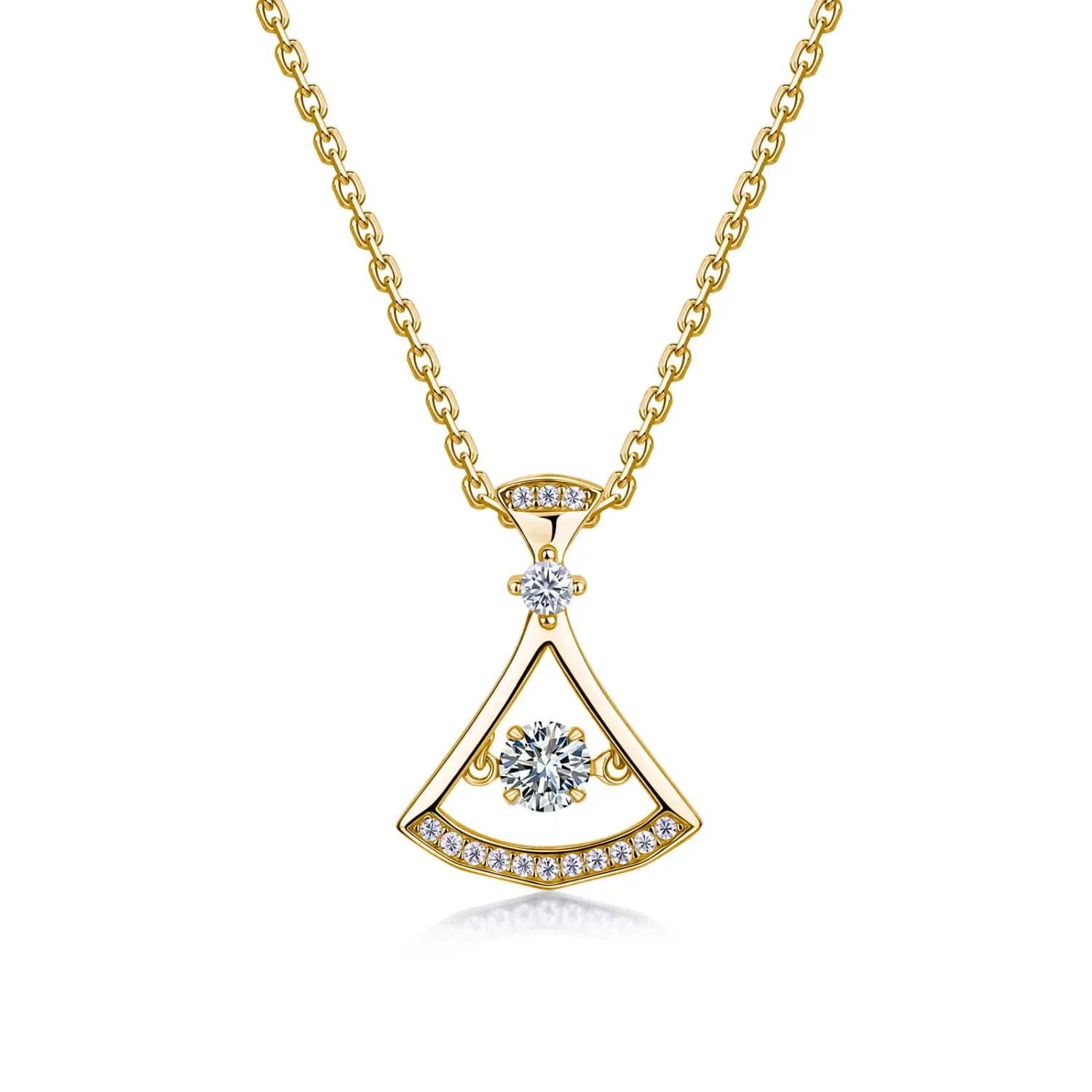 Dainty Fan Shaped Gold Plated Moissanite Diamond Necklace