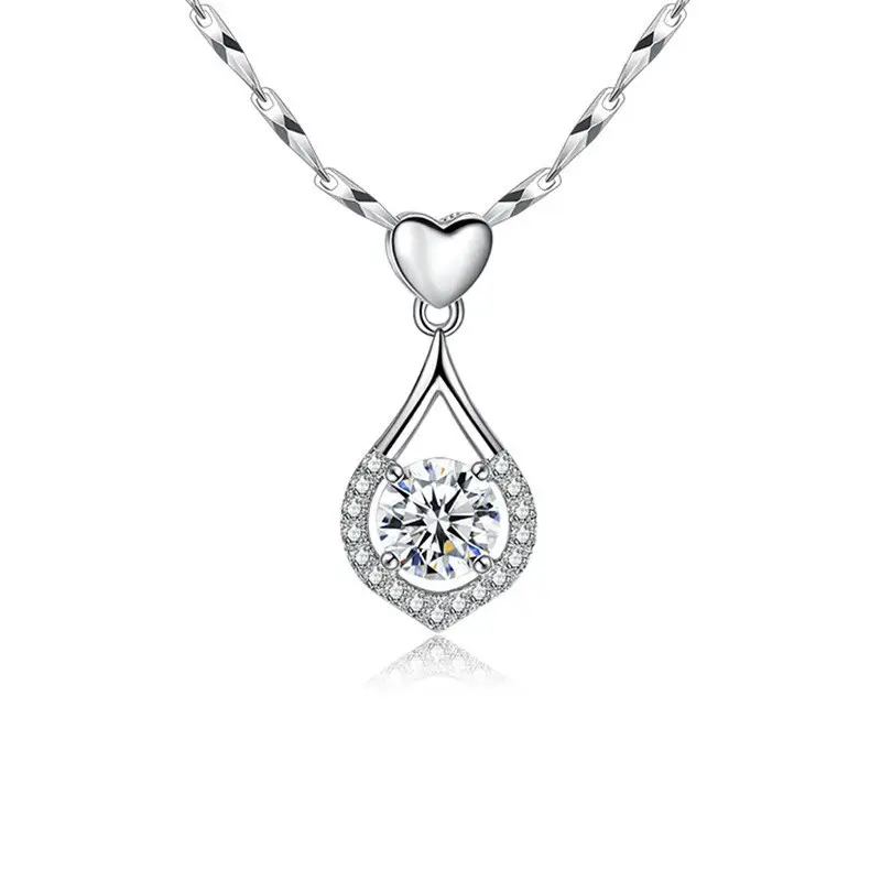 Elegant S925 Sterling Silver 1ct Moissanite Pendant Necklace