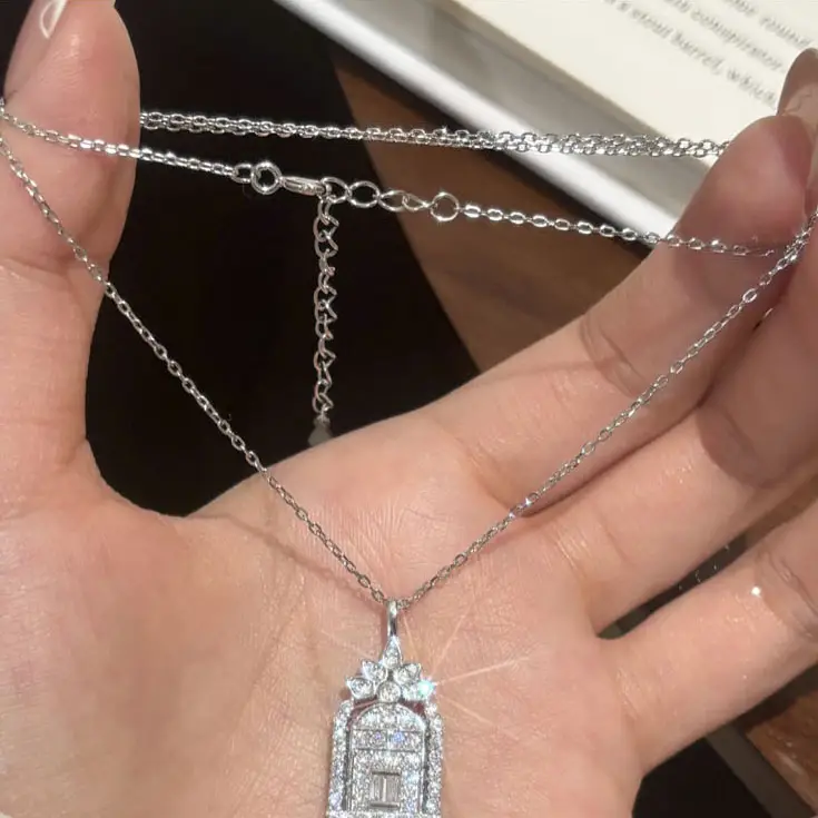 Elegant S925 Sterling Silver Necklace with Moissanite Pendant - Image 5
