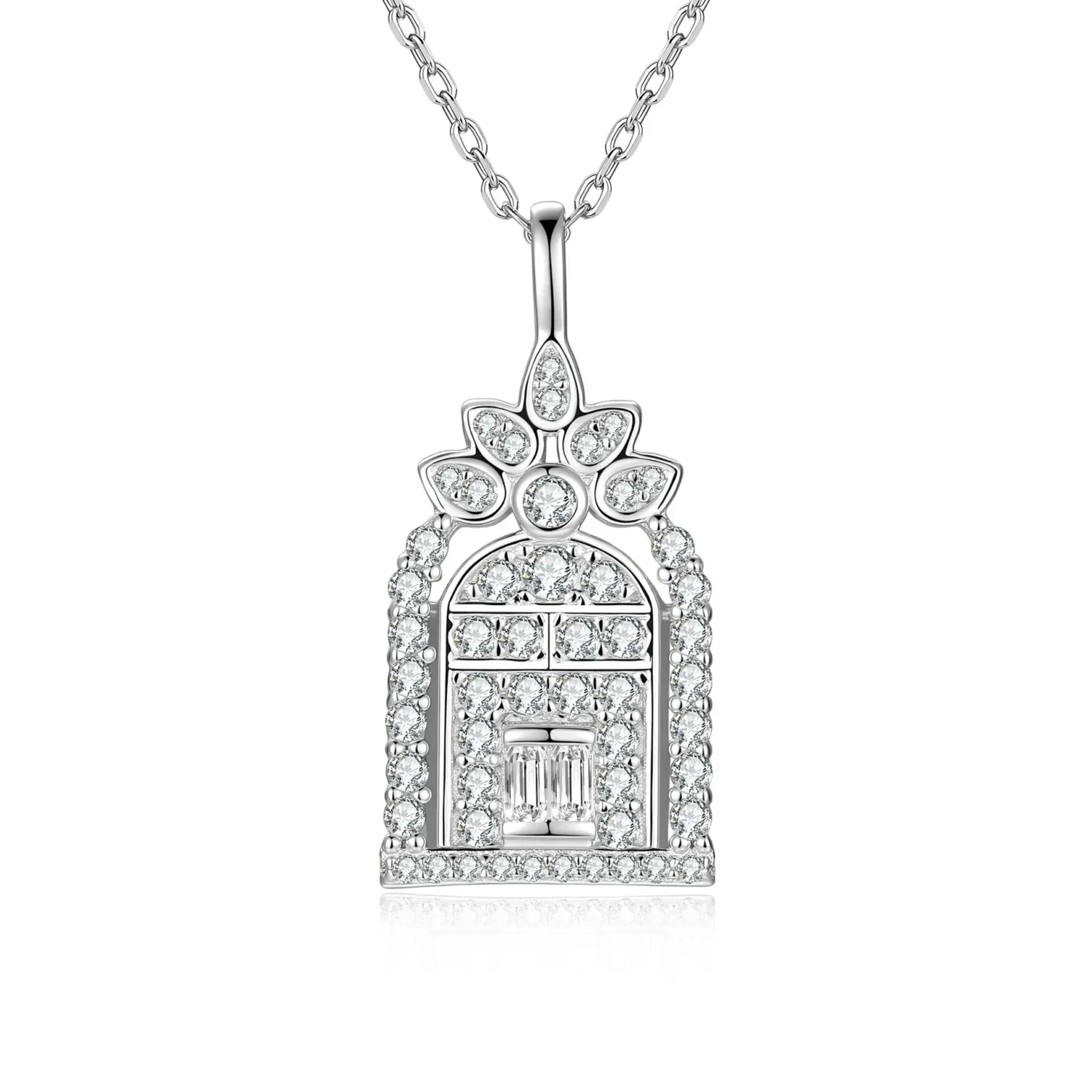 Elegant S925 Sterling Silver Necklace with Moissanite Pendant
