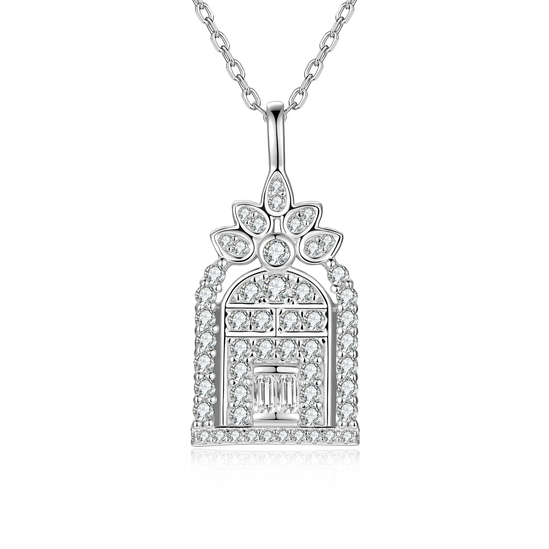 Elegant S925 Sterling Silver Necklace with Moissanite Pendant