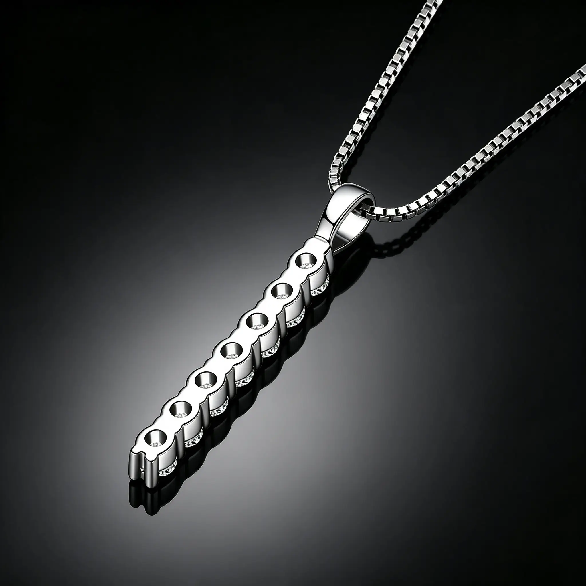 Minimalist Vertical Bar D-color Moissanite Pendant Necklace - Image 5