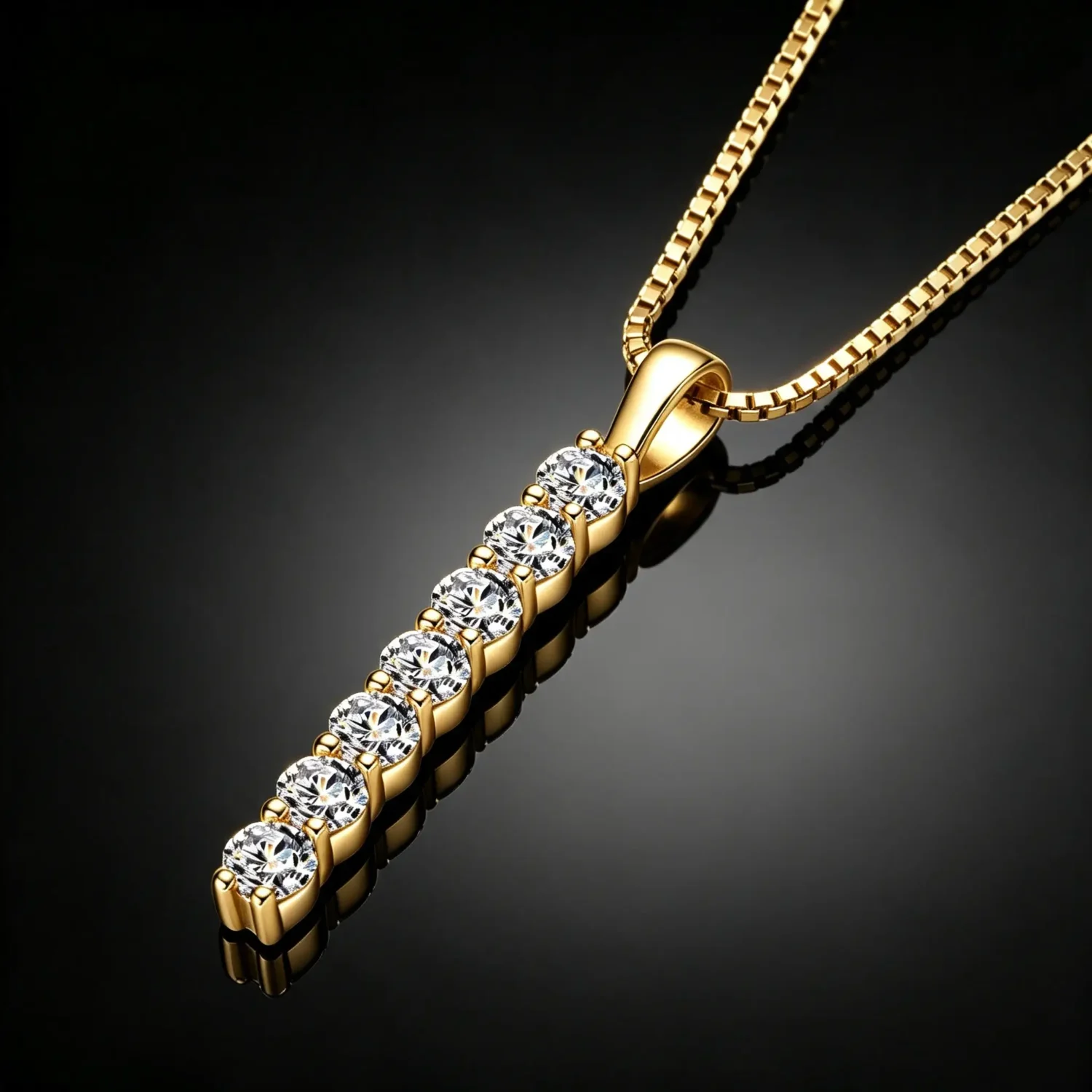Minimalist Vertical Bar D-color Moissanite Pendant Necklace