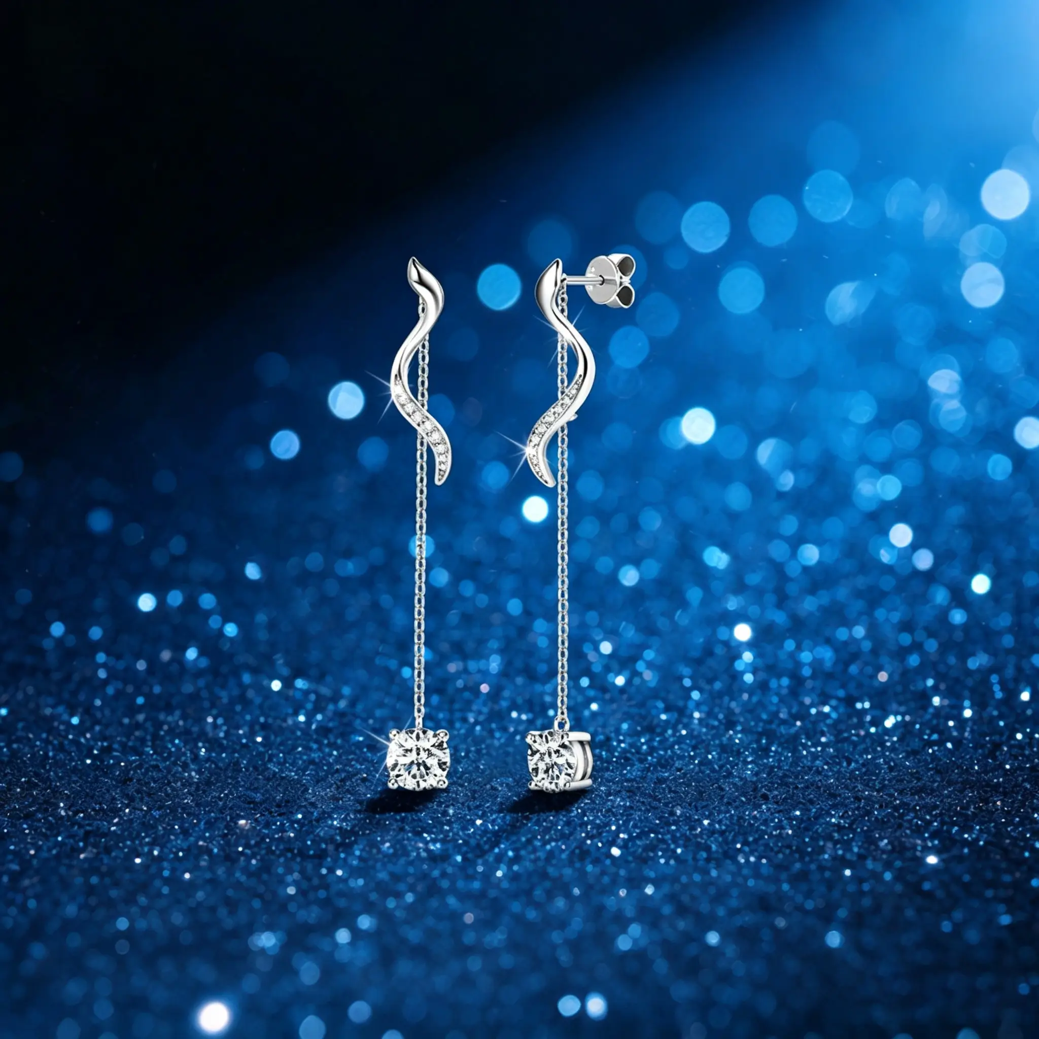 S-shaped S925 Sterling Silver Moissanite Drop Earring - Image 7