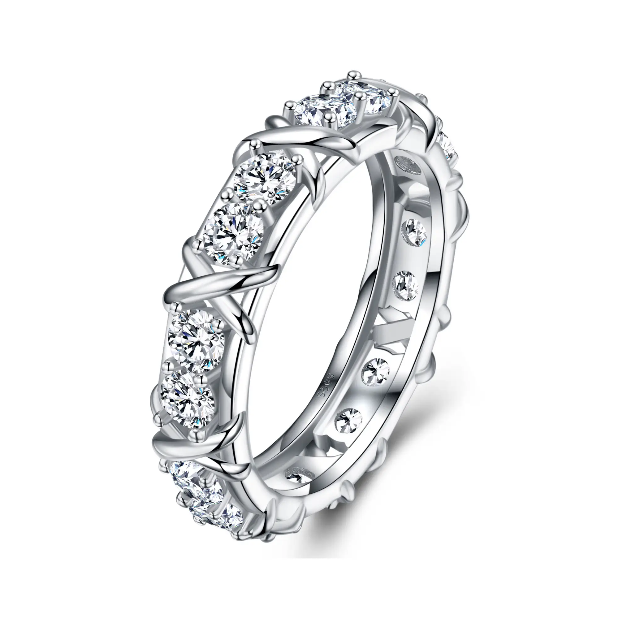 S925 Sterling Silver Gold Plated Moissanite Eternity Ring - Image 6