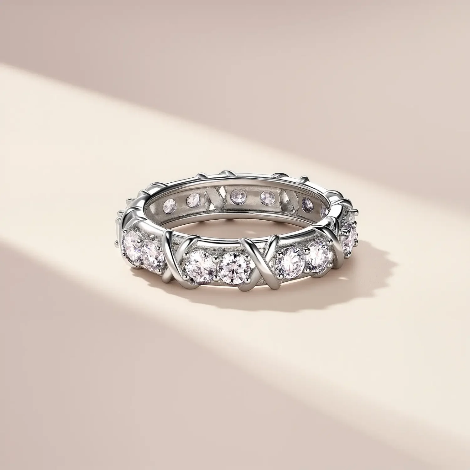 S925 Sterling Silver Gold Plated Moissanite Eternity Ring - Image 5