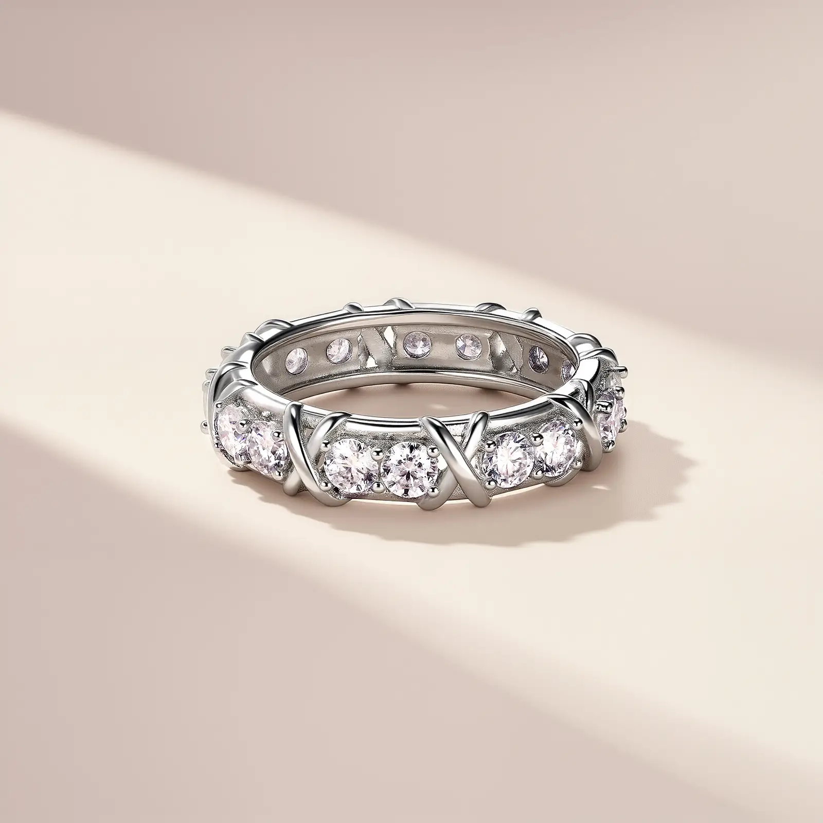 S925 Sterling Silver Gold Plated Moissanite Eternity Ring - Image 5