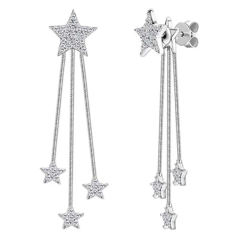 S925 Sterling Silver Star Moissanite Earring with Tassel