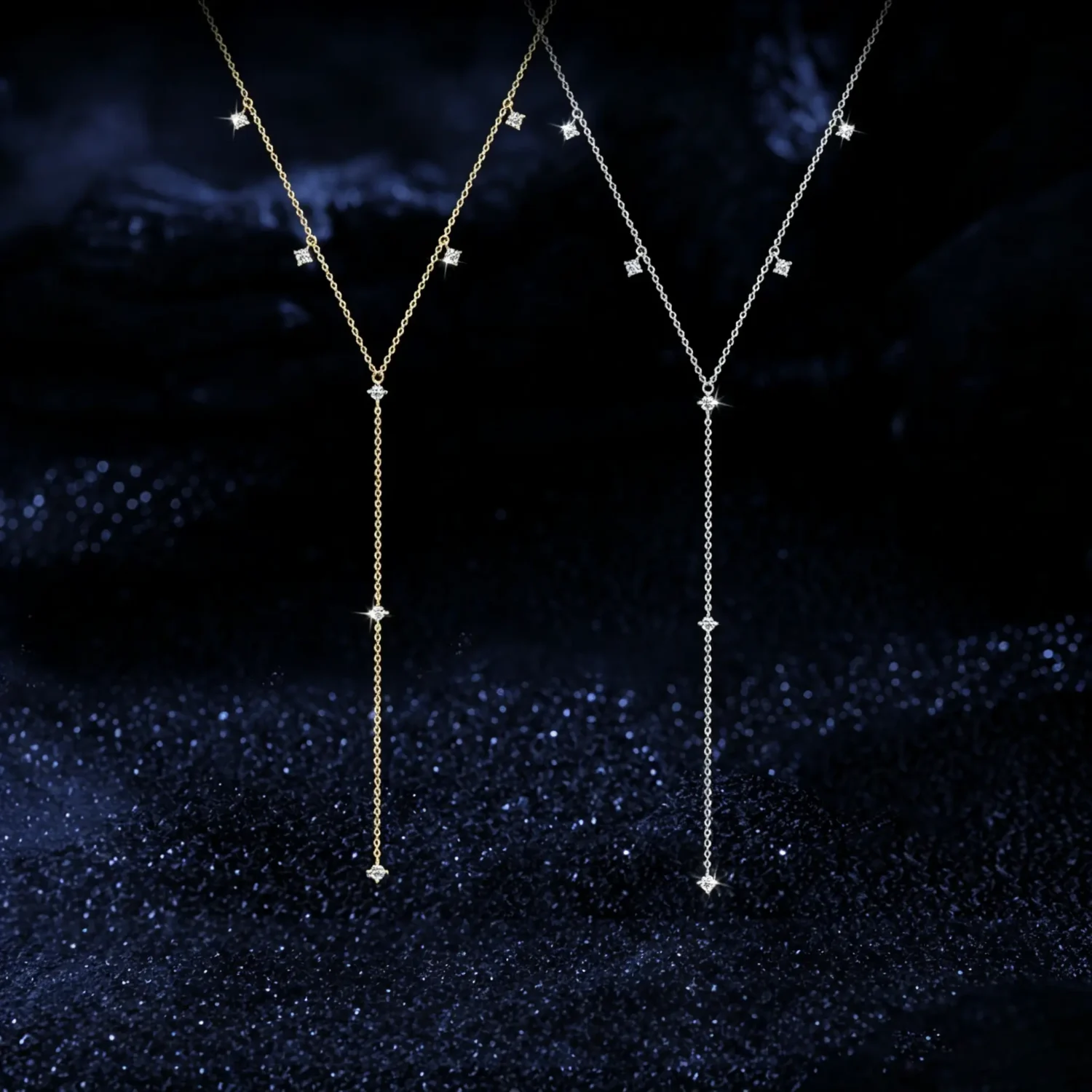 S925 Sterling Silver Y-shaped Moissanite Station Necklace - Image 8