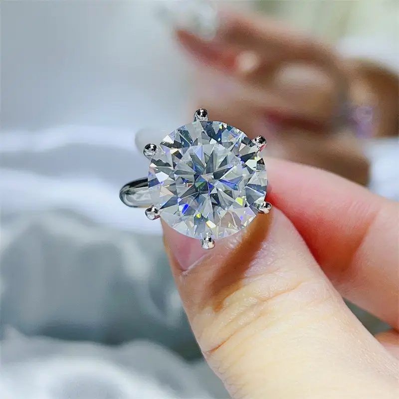 Alternative view of Silver 5-10ct Moissanite Ring with Multiple Color Options