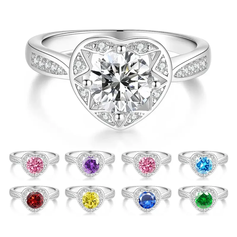 Sweet 1ct Heart Moissanite Ring with Multiple Color Options